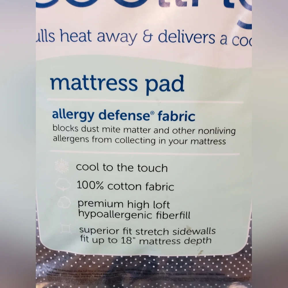 AllerEase Twin Sz Cooling Mattress Pad New In Pkg